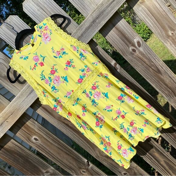 Wonderly Women's Floral Lace Mini Sundress Size Small Yellow Rayon Spring Dress - Picture 6 of 9